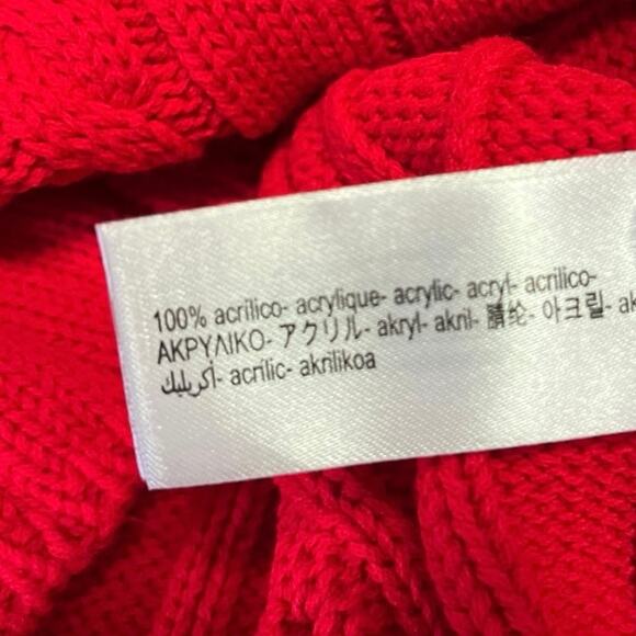 Zara Red Cable Knit 1/4 Zip High Neck Collared Long Sleeve Crop Sweater Top Sz S - Picture 5 of 5